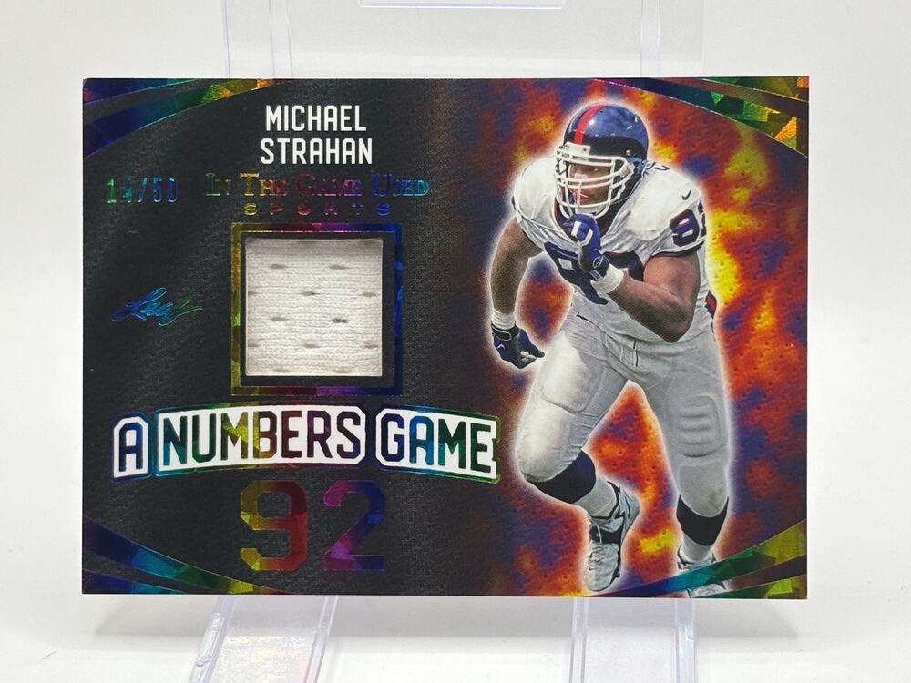 2024 Leaf In The Game Used Michael Strahan Numbers Game Patch 14/50 SP NY Giants